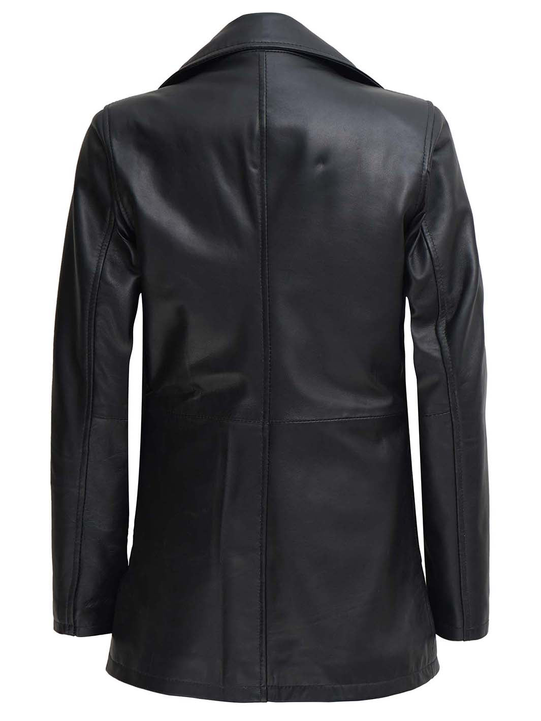 Manteau de voiture en cuir noir pour femme