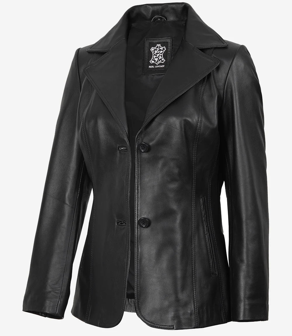 Blazer en cuir pour femme