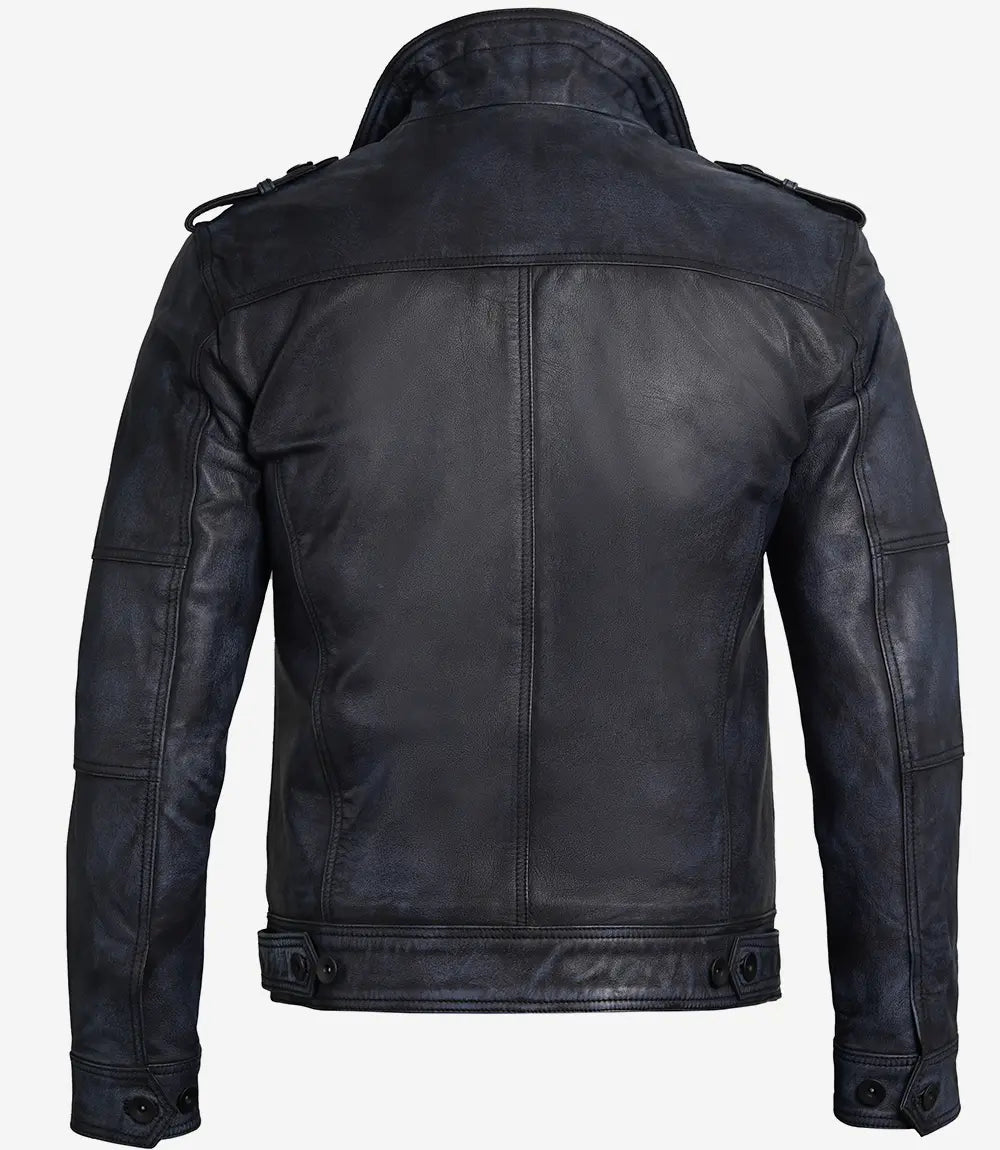 Veste en cuir homme noir