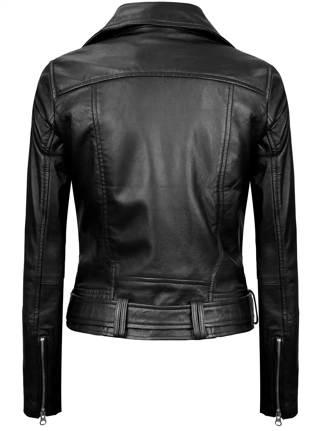 Asymétrique Noir blouson en cuir femme