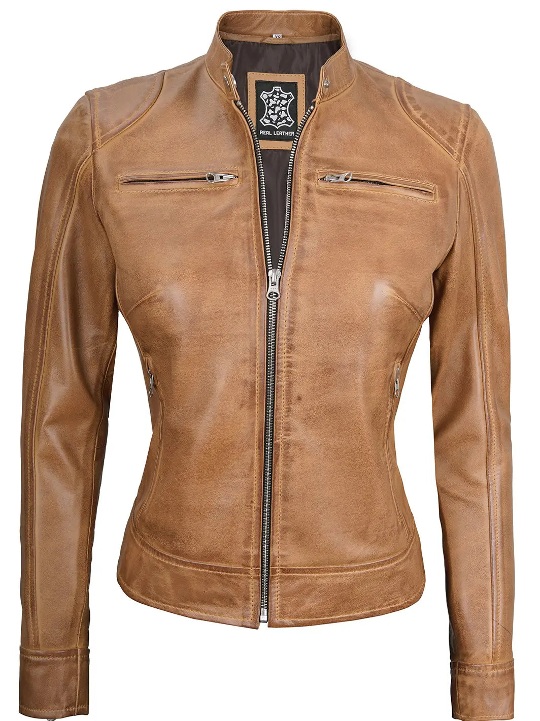 Caffe racer veste en cuir femme
