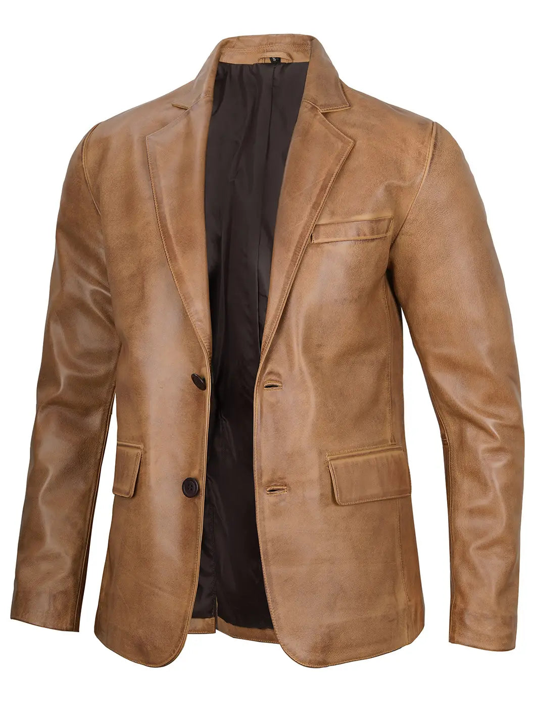 Blazer en cuir marron camel