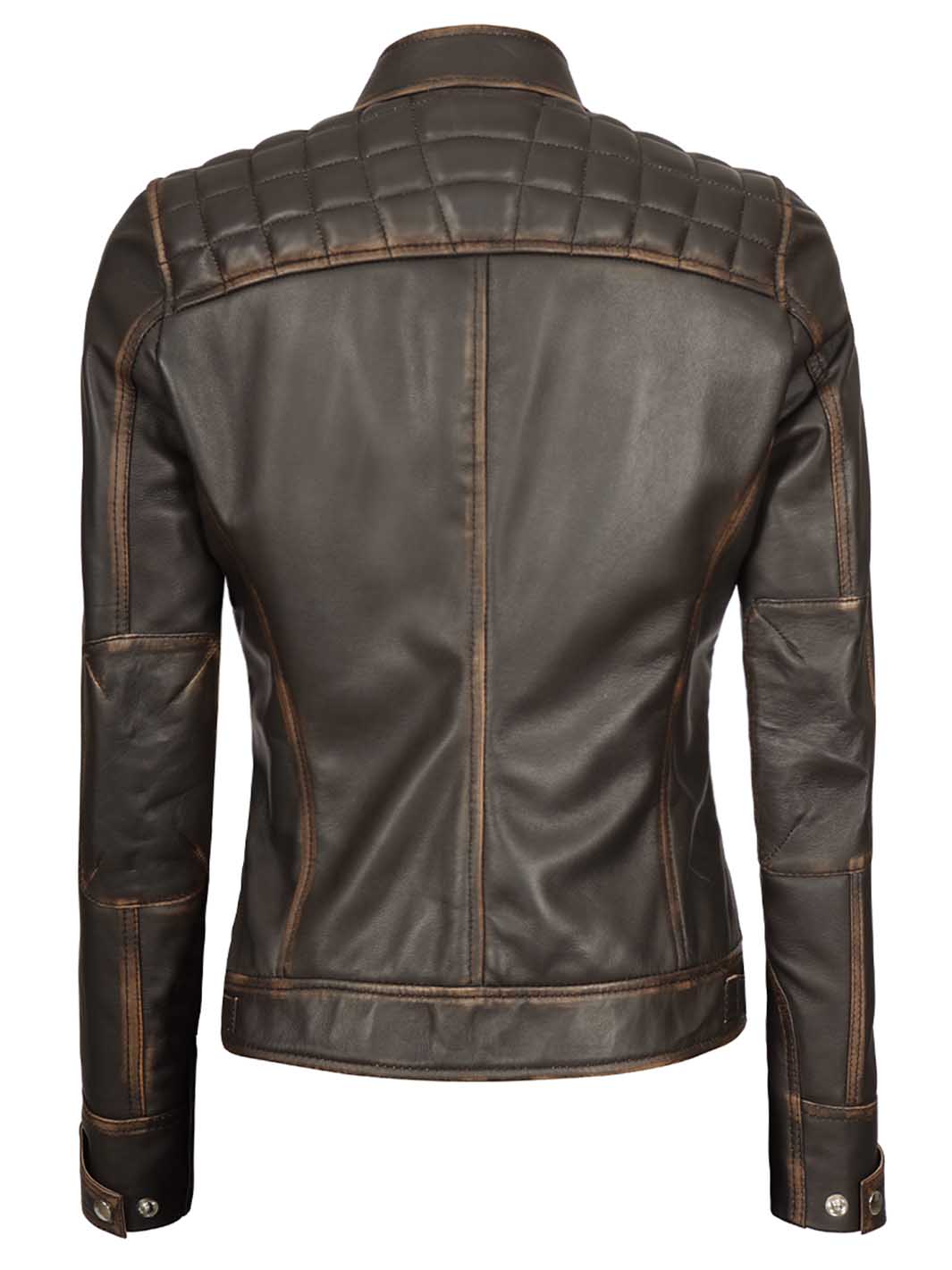 Diamond Women Rub Off Veste en cuir marron