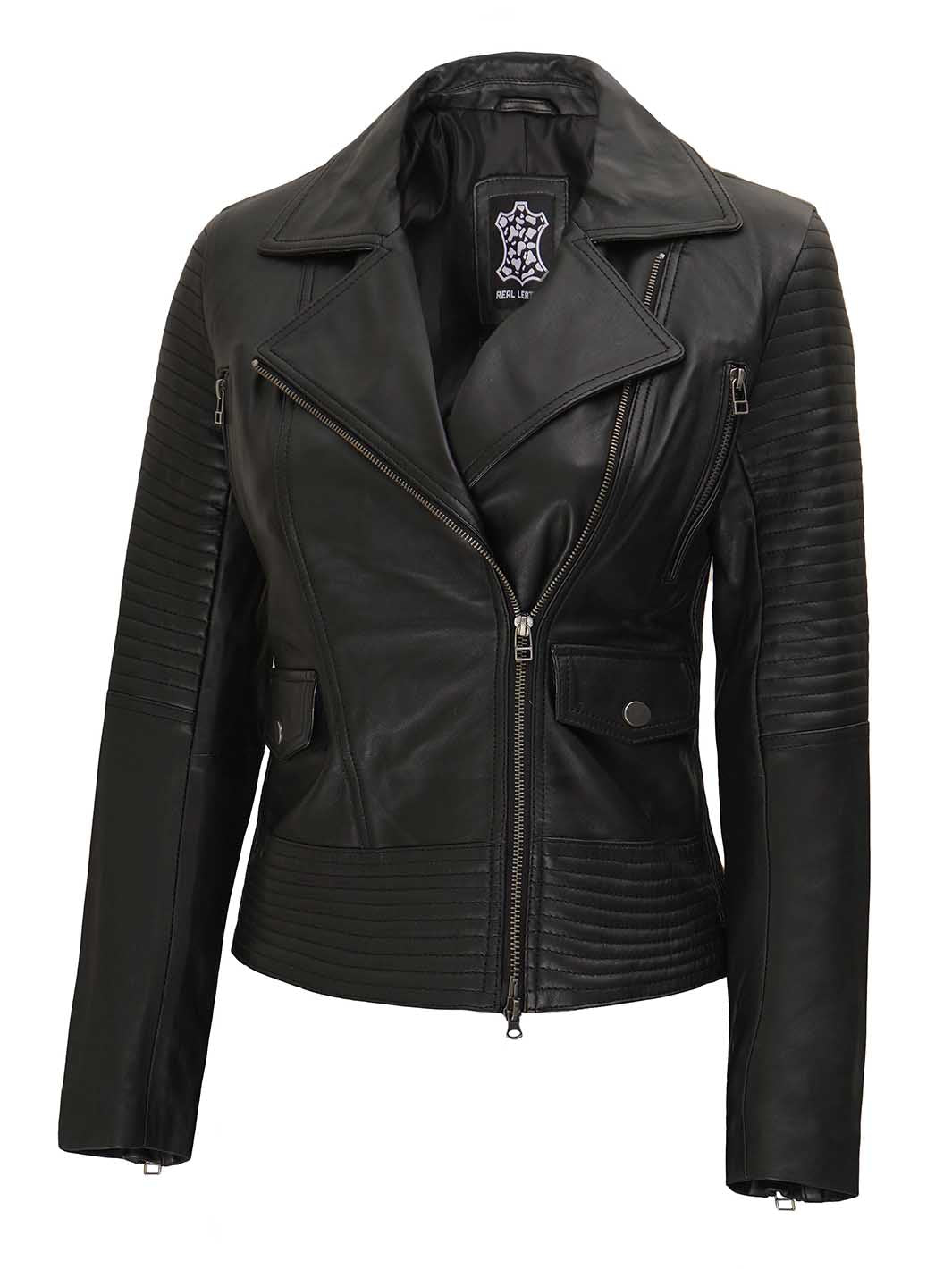 Moto Noire Blouson En Cuir Femme