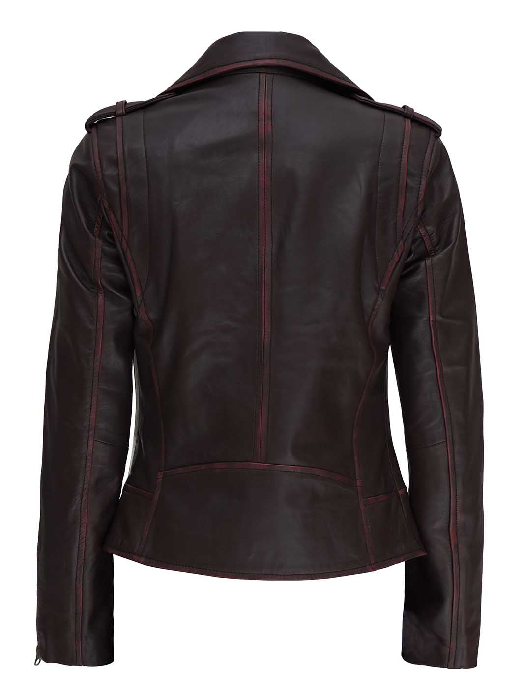 Veste de moto marron pour femme