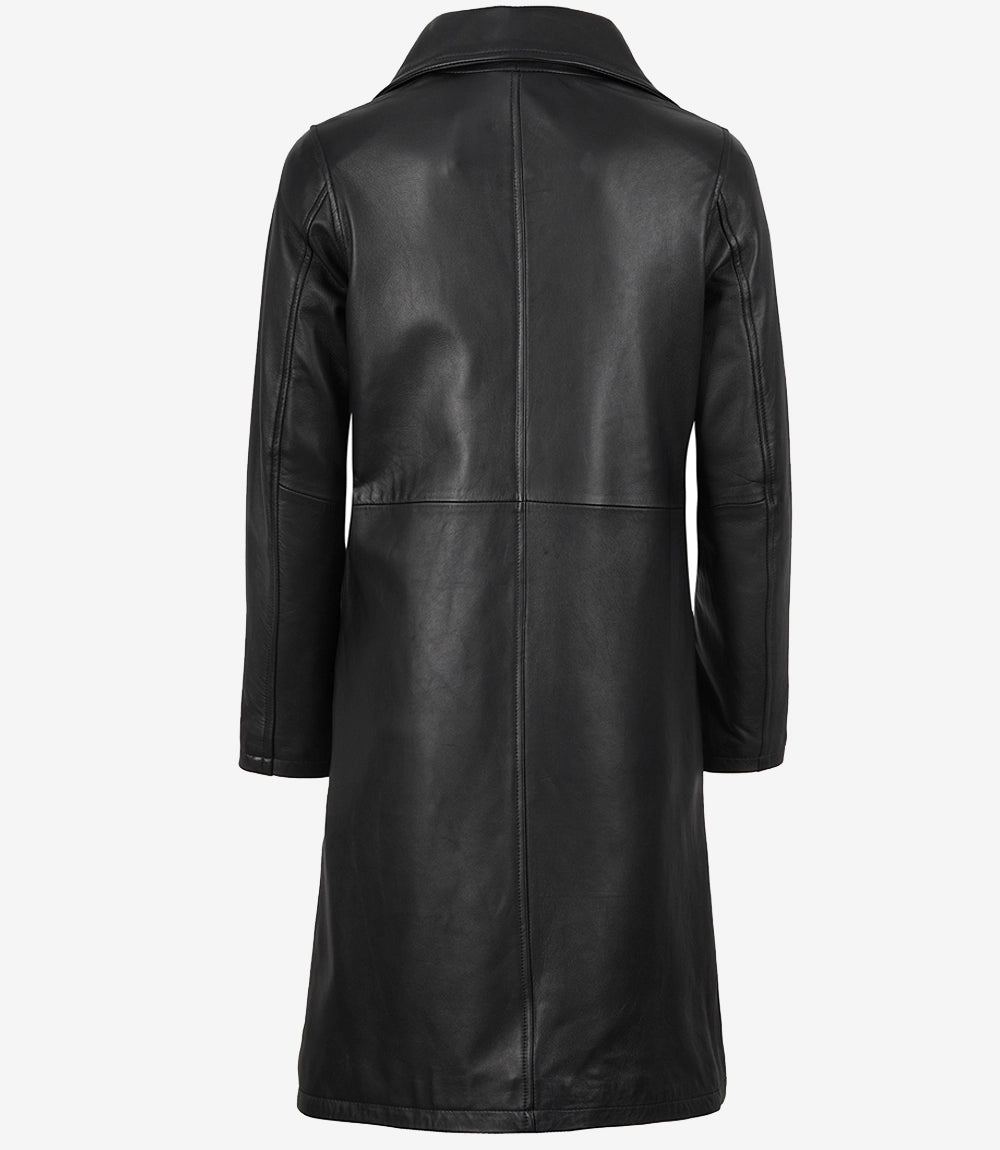 Manteau de voiture en cuir noir pour femme