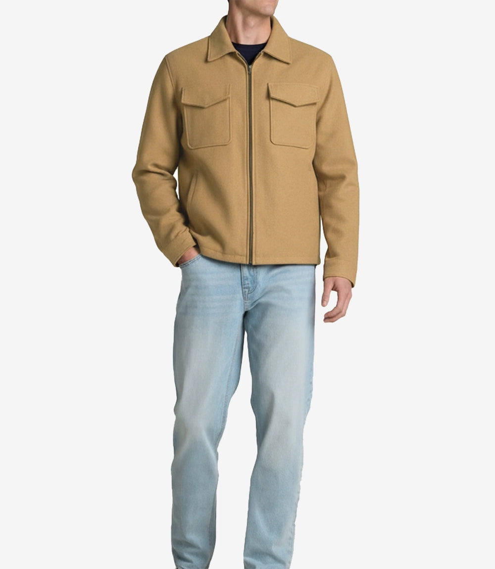 Homme Chameau Marron Veste En Laine