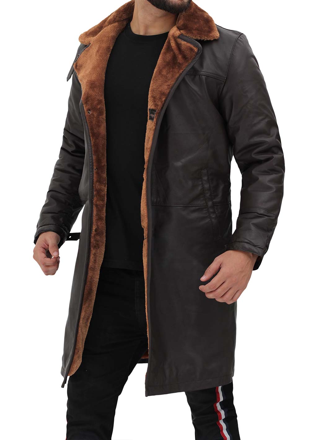 Turlock Manteau en cuir de mouton marron pour homme