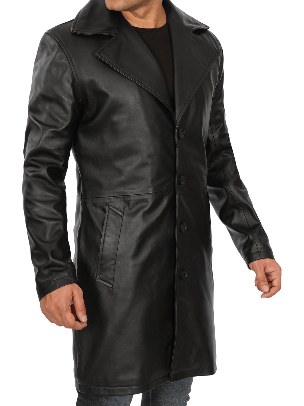 Jackson Manteau de voiture en cuir noir 3/4 longueur homme