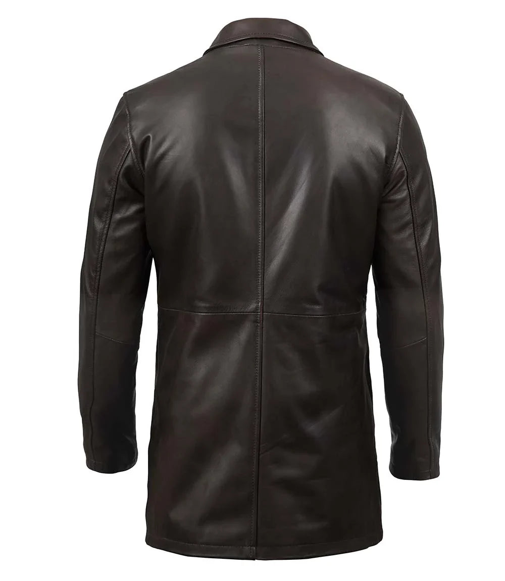 Manteau en cuir marron pour homme
