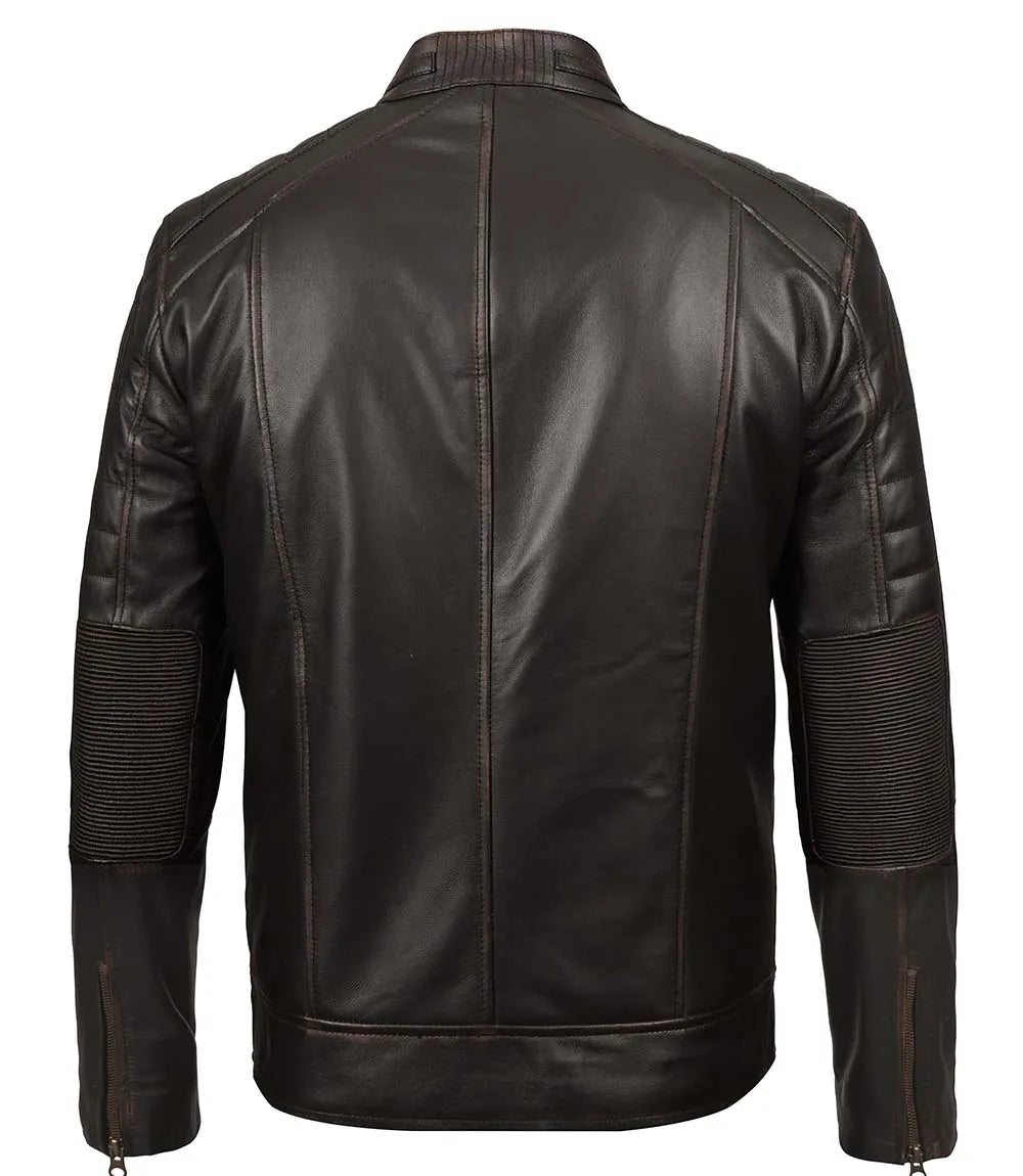 Veste en cuir frottée pour hommes