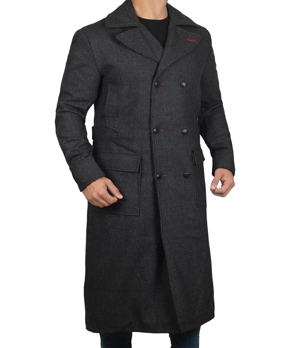 manteau en laine grise pour homme