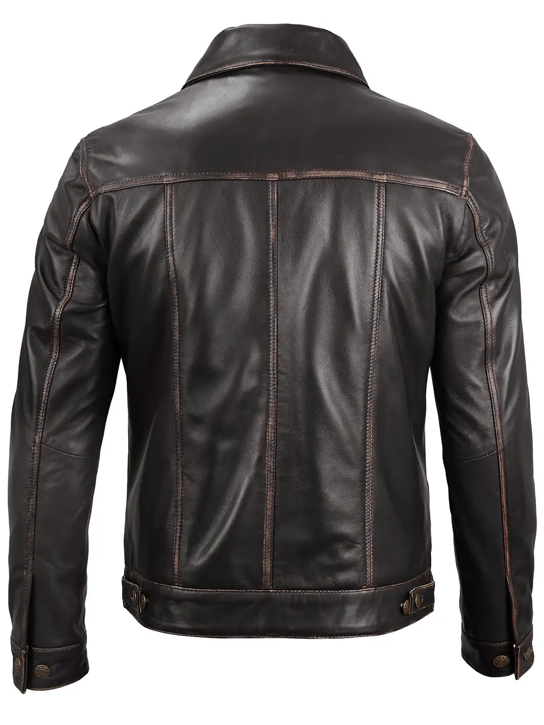 Veste de camionneur en cuir véritable pour homme
