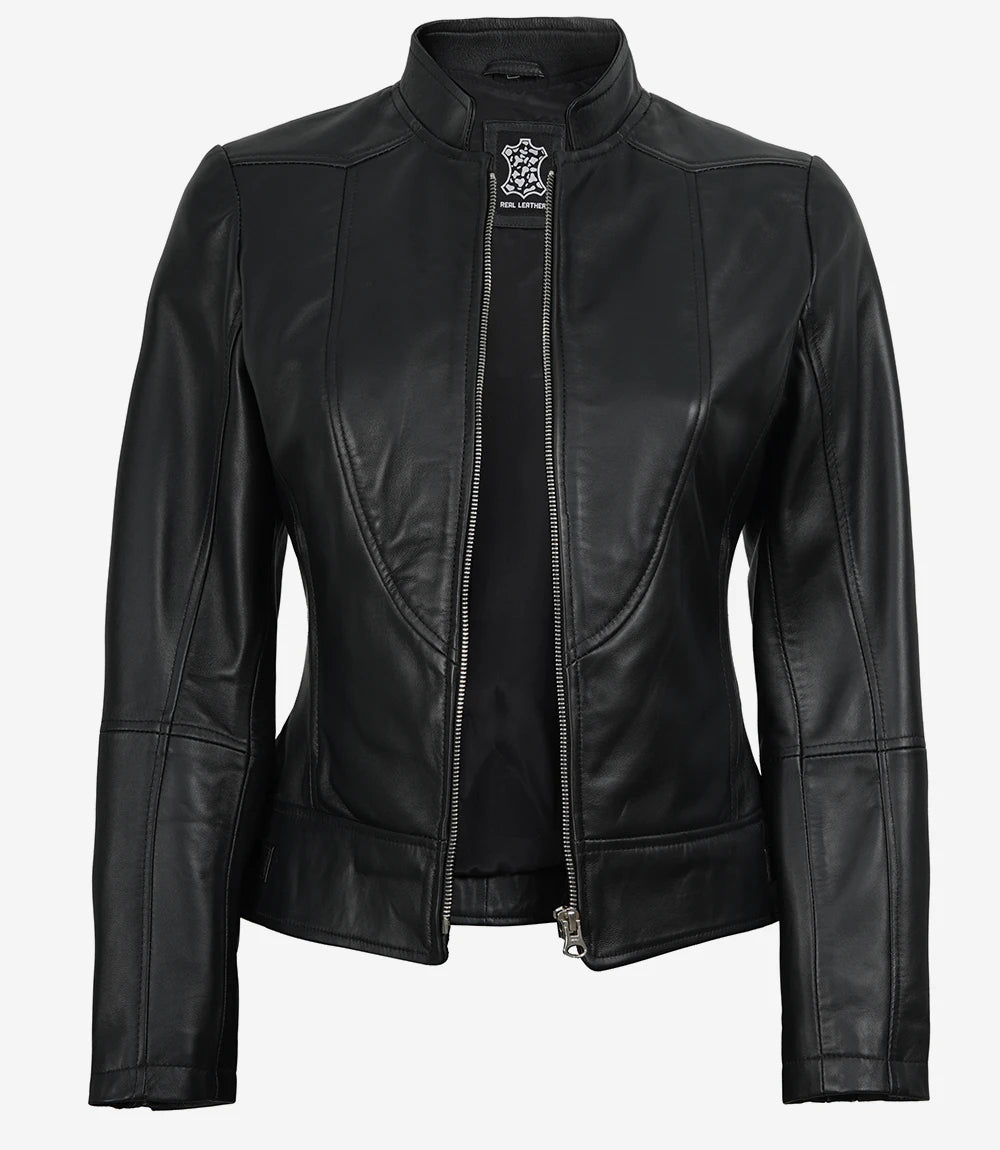 Noire Blouson Cuir Femme