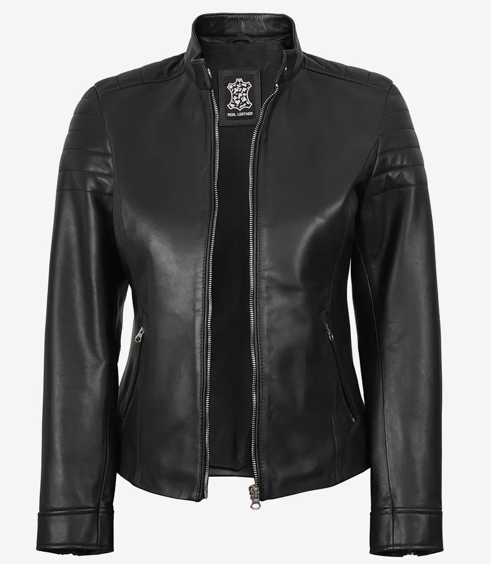 Noire Café Racer Blouson En Cuir