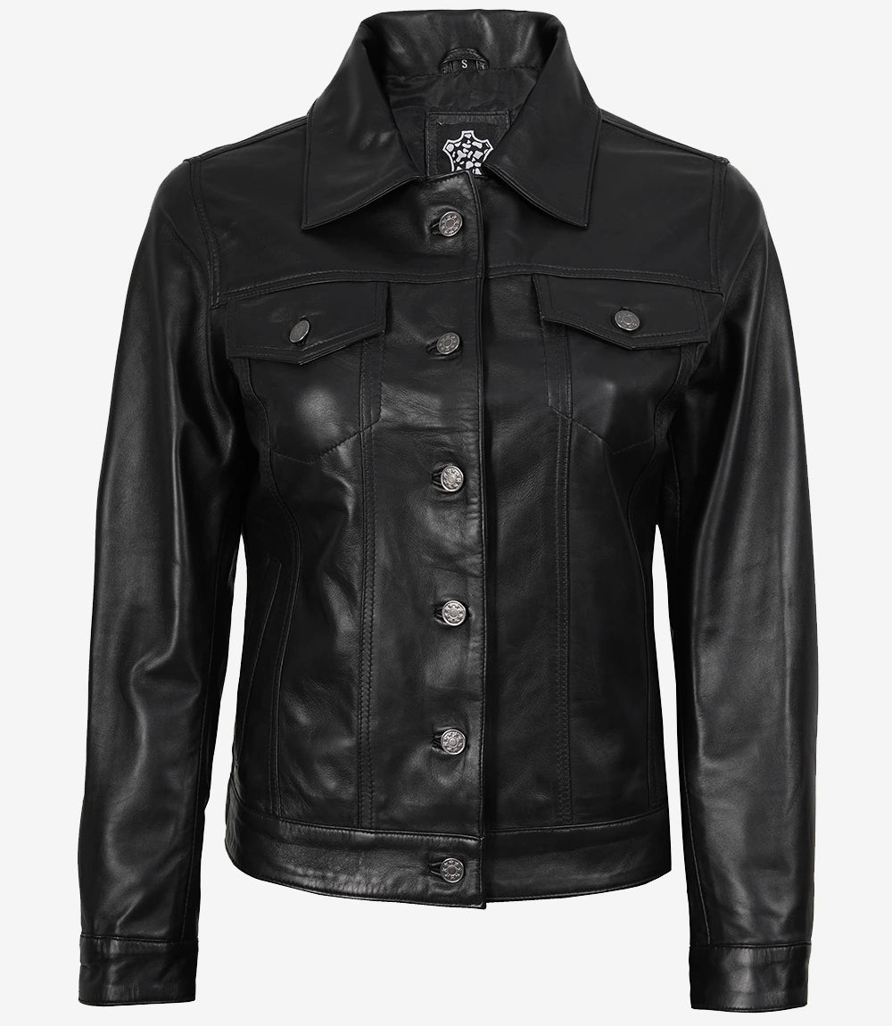 Noire Camionneur Blouson Cuir