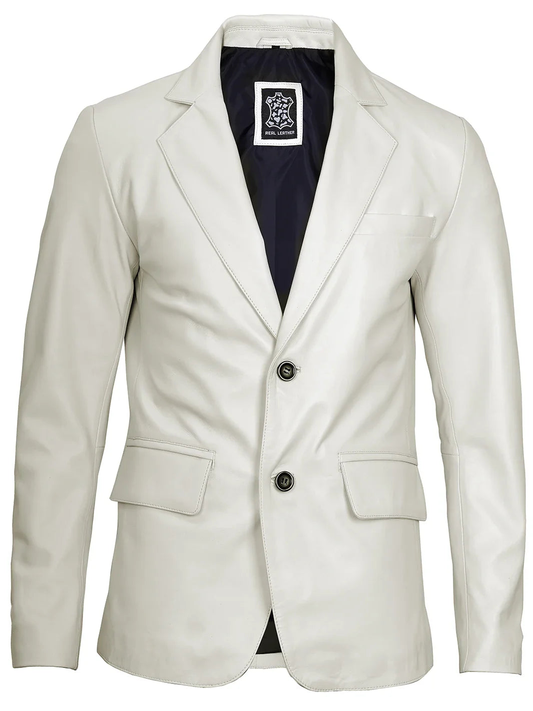 Blazer en cuir blanc cassé pour homme