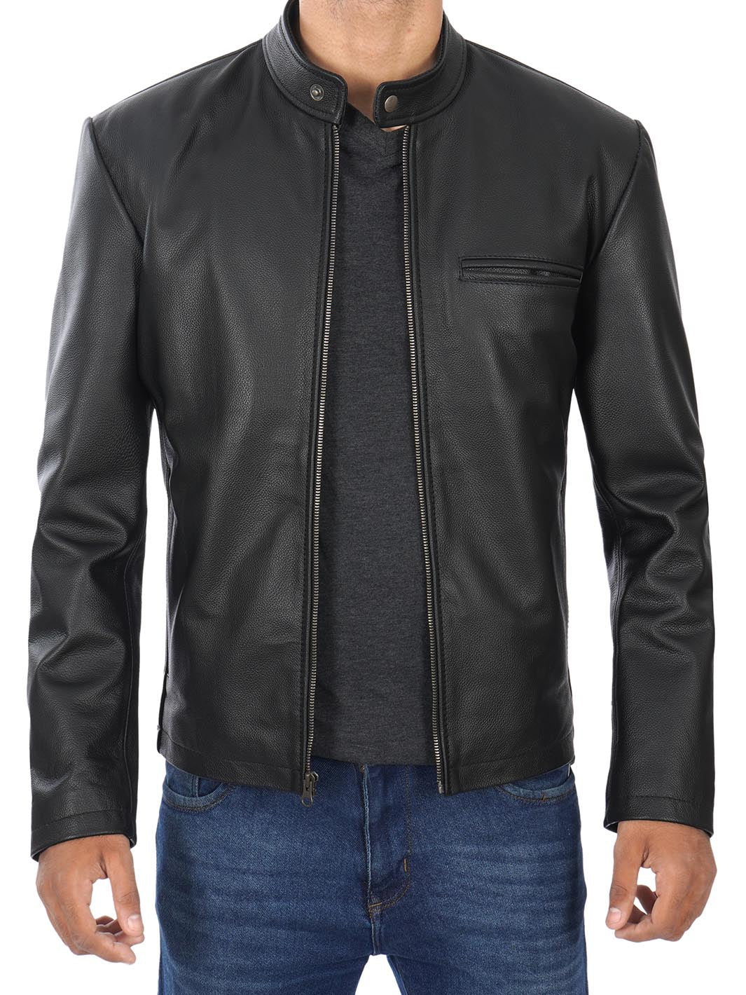 Ricardo Cow Hide Veste en cuir noir pour homme