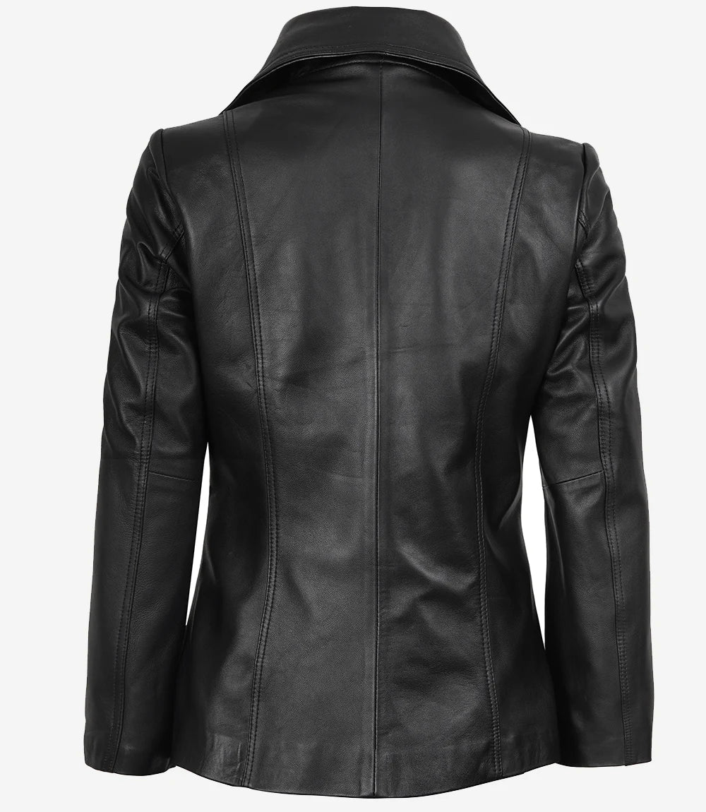 Blazer en cuir noir pour femme