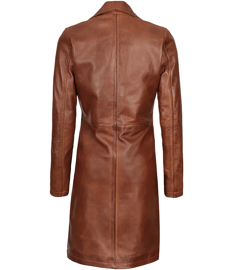 Manteau cuir cognac femme