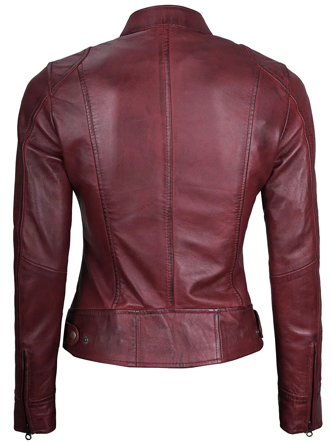 Veste en cuir marron pour femme