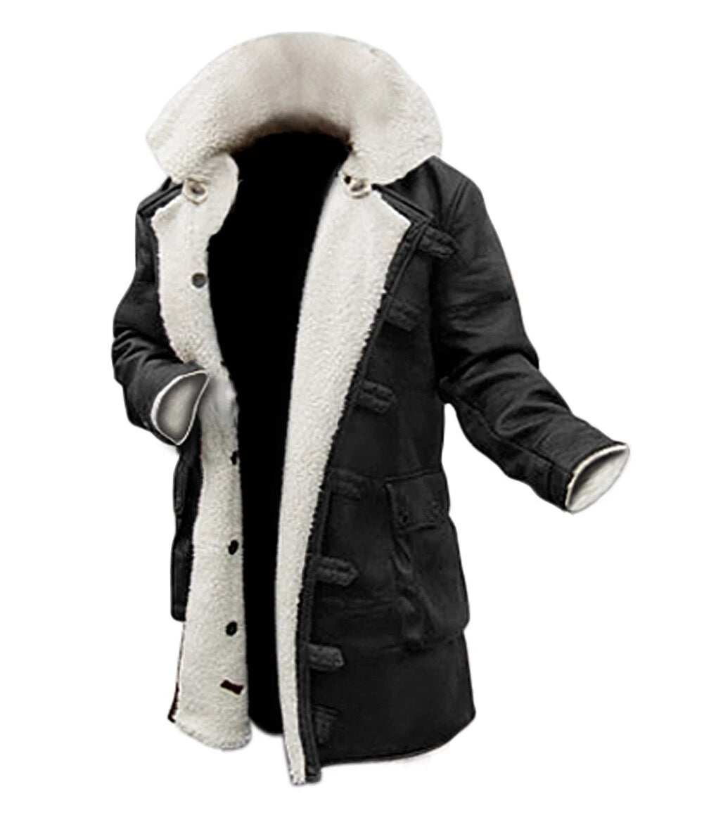Bane Black Genuine Leather Swedish Bomber Style Winter Coat