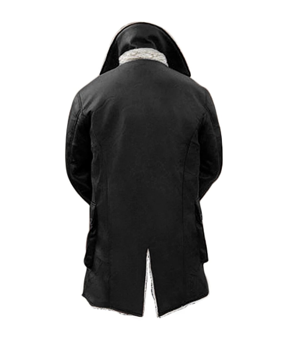 Bane Black Genuine Leather Swedish Bomber Style Winter Coat