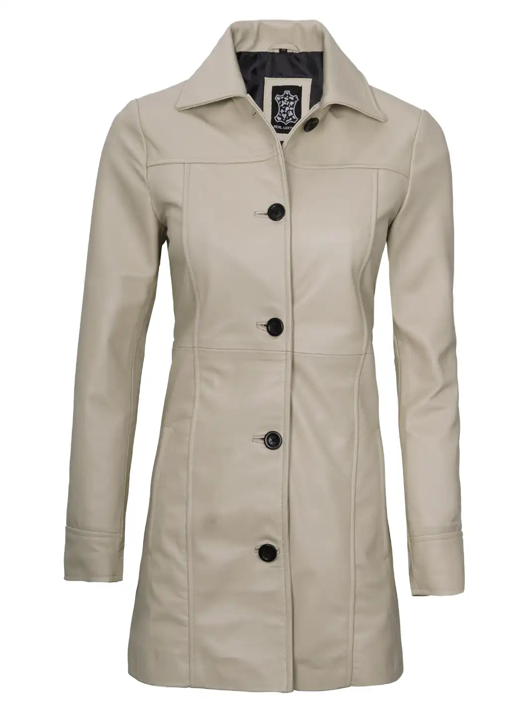 manteau en cuir beige