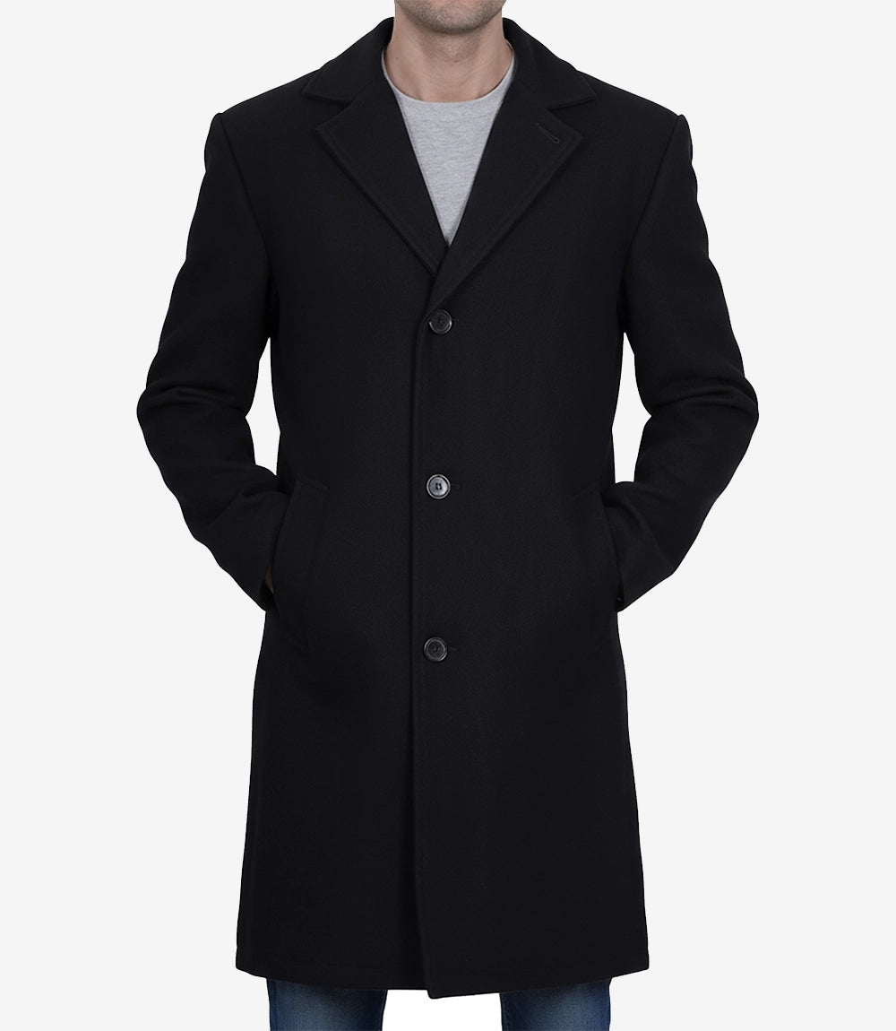 Manteau en laine noir pour hommes
