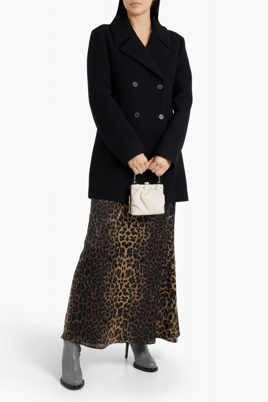 Femme Noir Caban En Laine