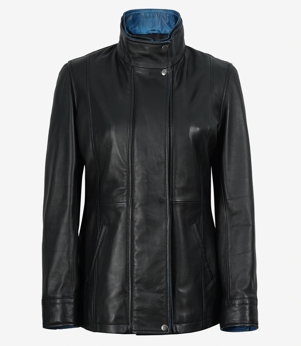 Femmes Noir Cuir Veste