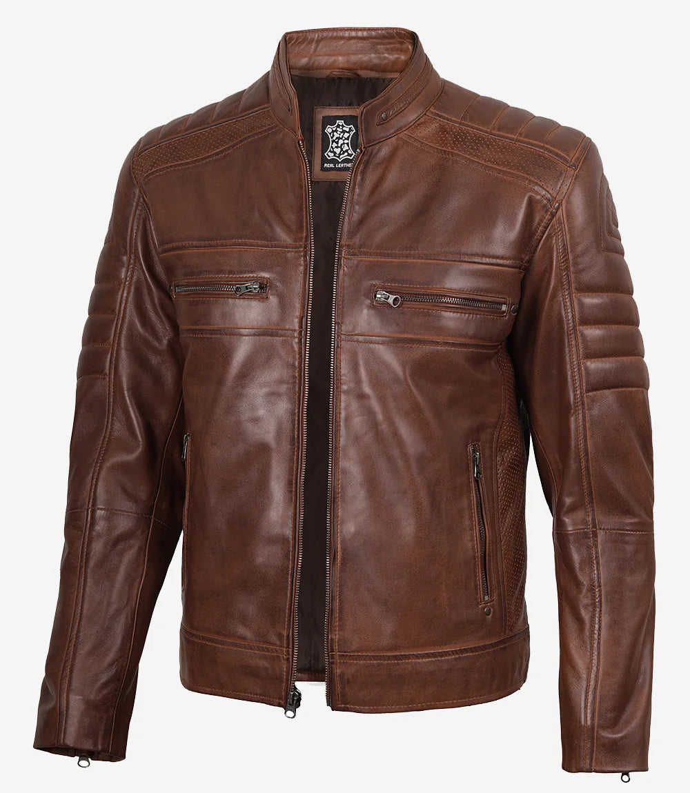 Hommes Café Racer Veste En Cuir