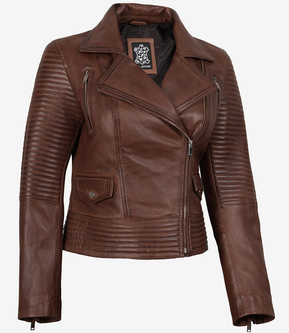 marron veste de motard en cuir