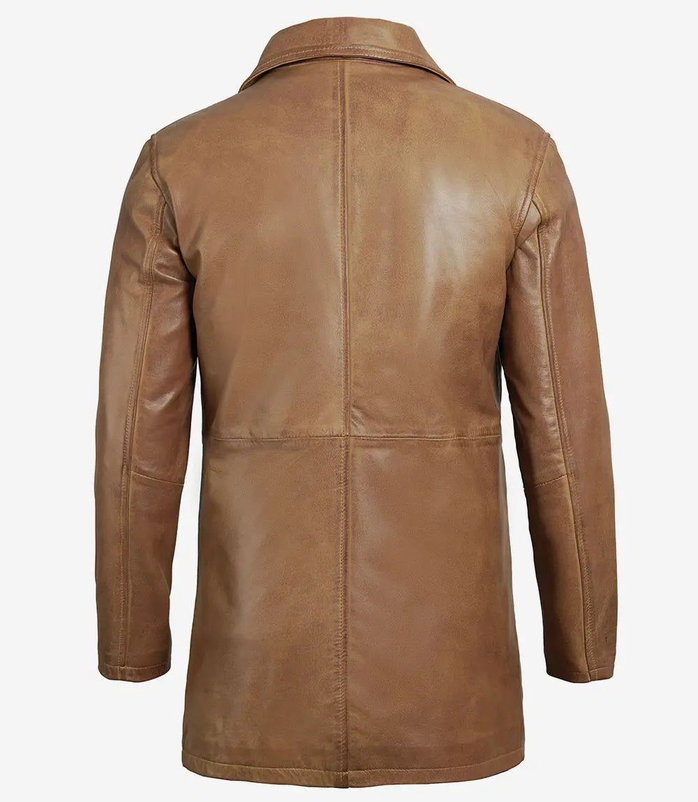 manteau en cuir marron homme