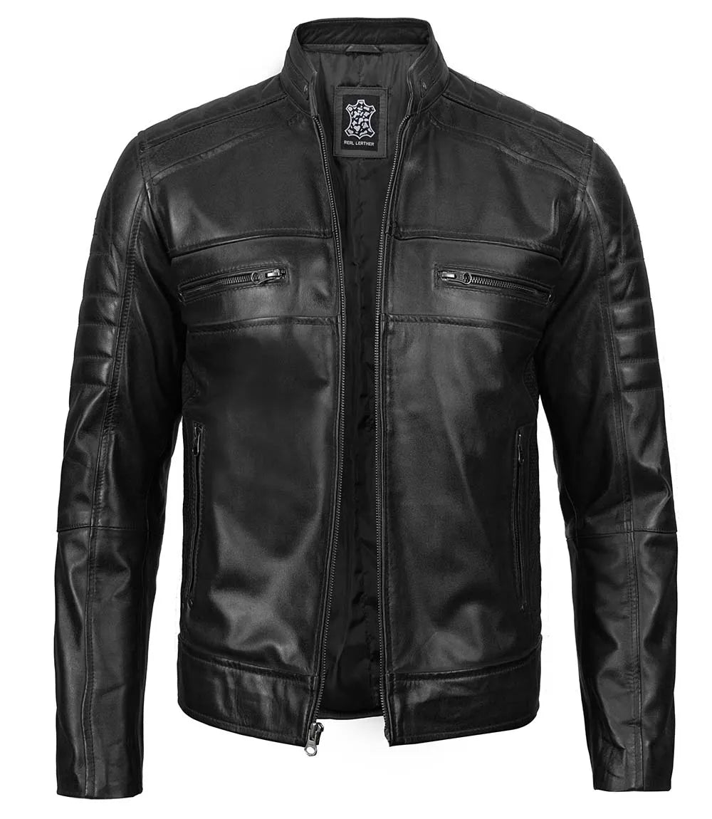 veste en cuir homme cafe racer