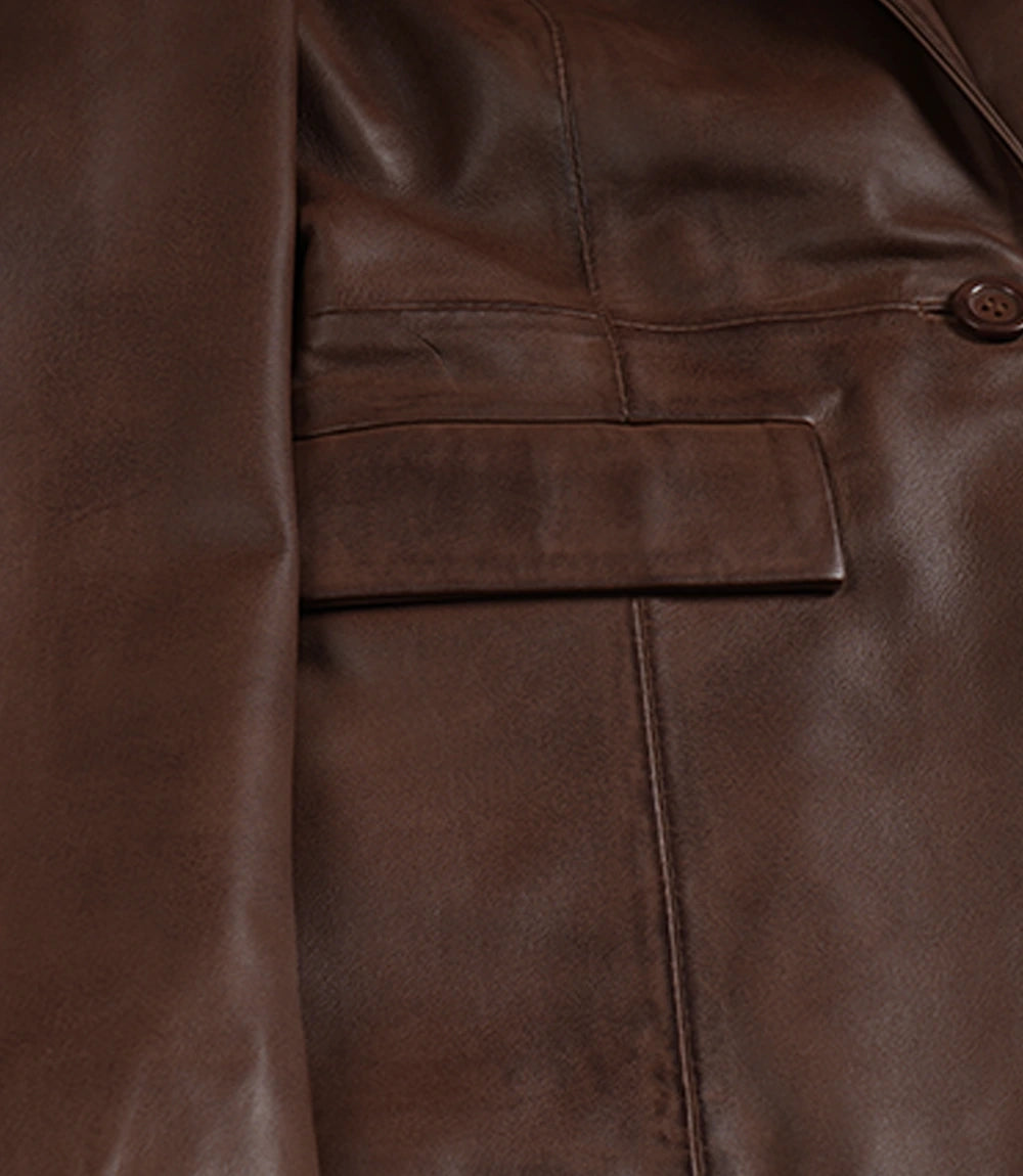 Femmes Cognac Agneau Cuir Blazer