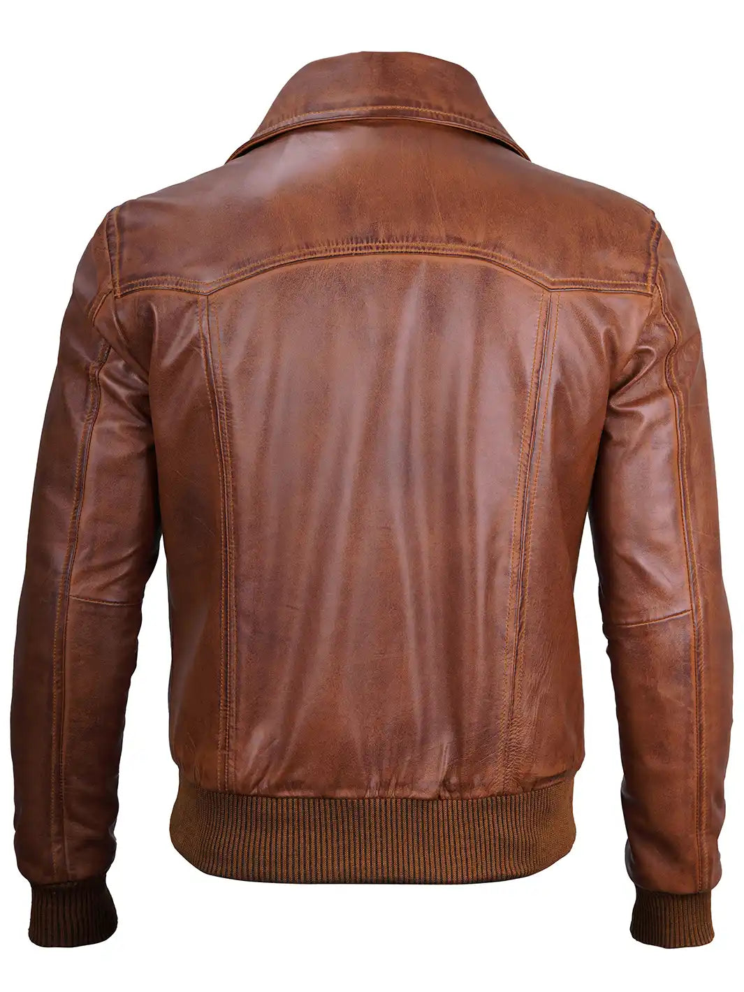 Veste en cuir cognac