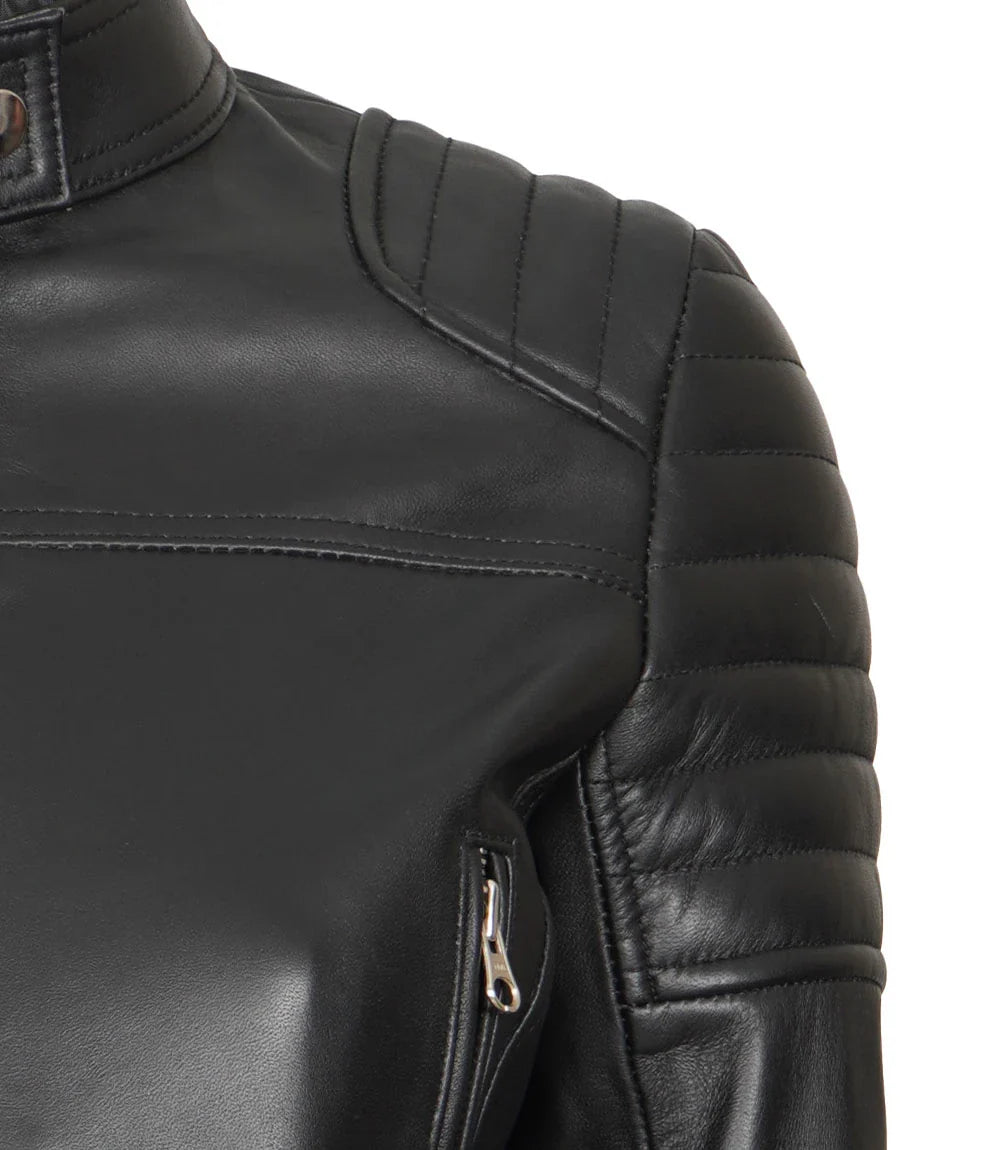 veste courte en cuir café racer