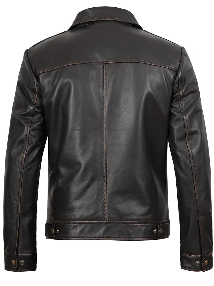 Men's Dark Brown Leather Motorcycle Jacket