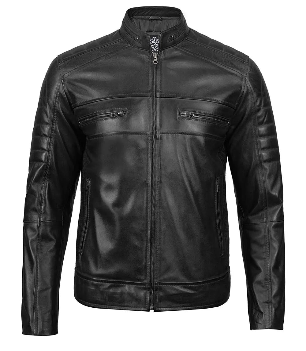 veste cuir cafe racer homme