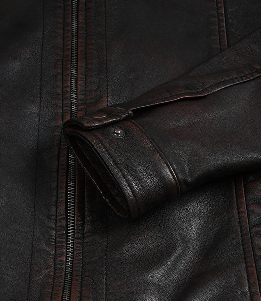 Hommes Vintage Chemise Col Cuir Veste 