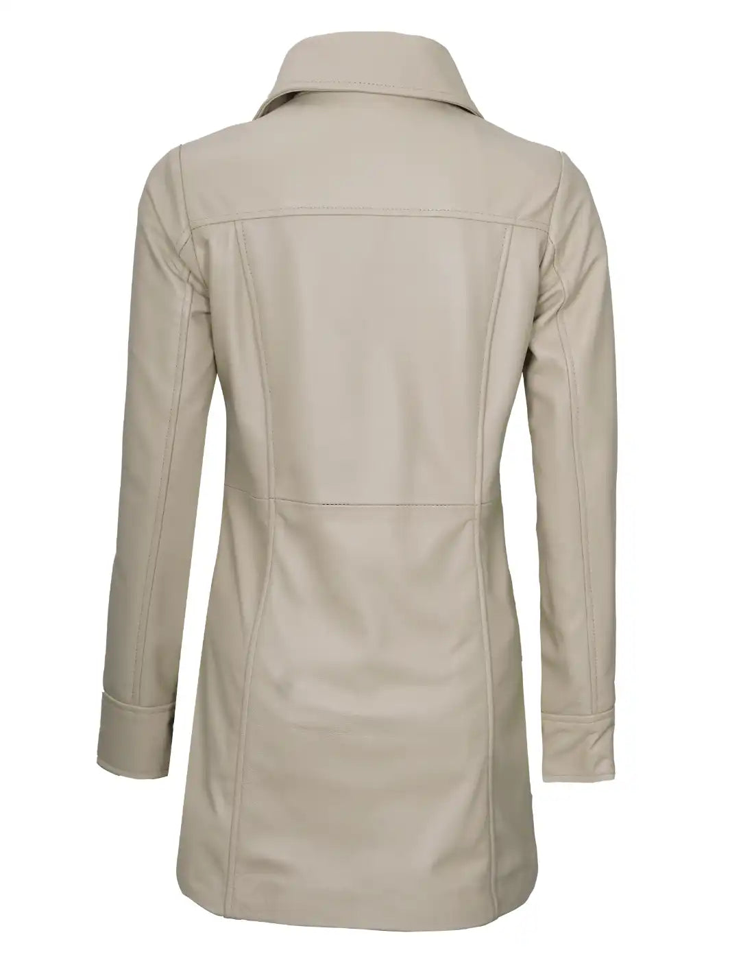 manteau en cuir beige pour femme