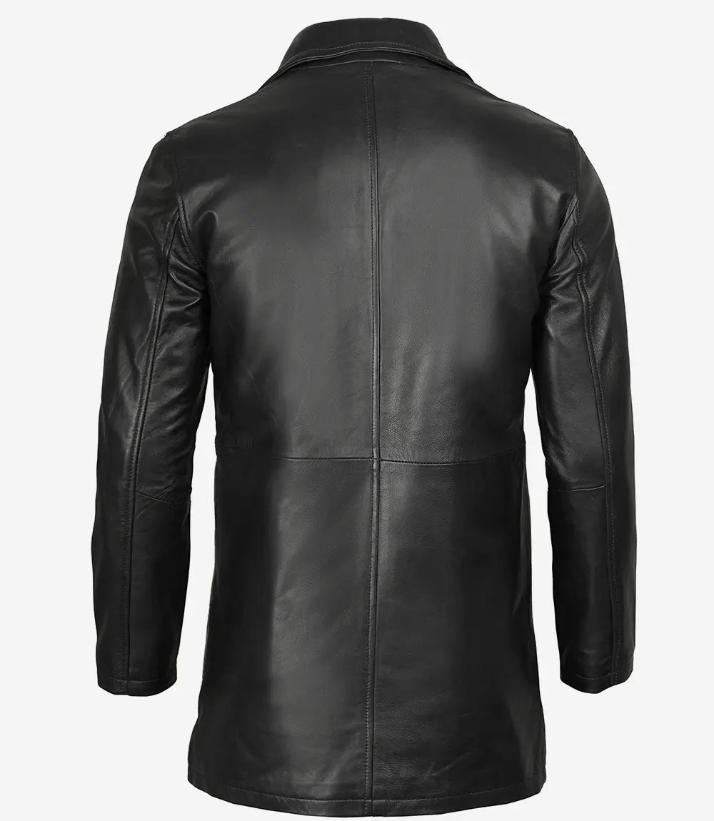 Winchester Men's Black Genuine Leather Car Coat