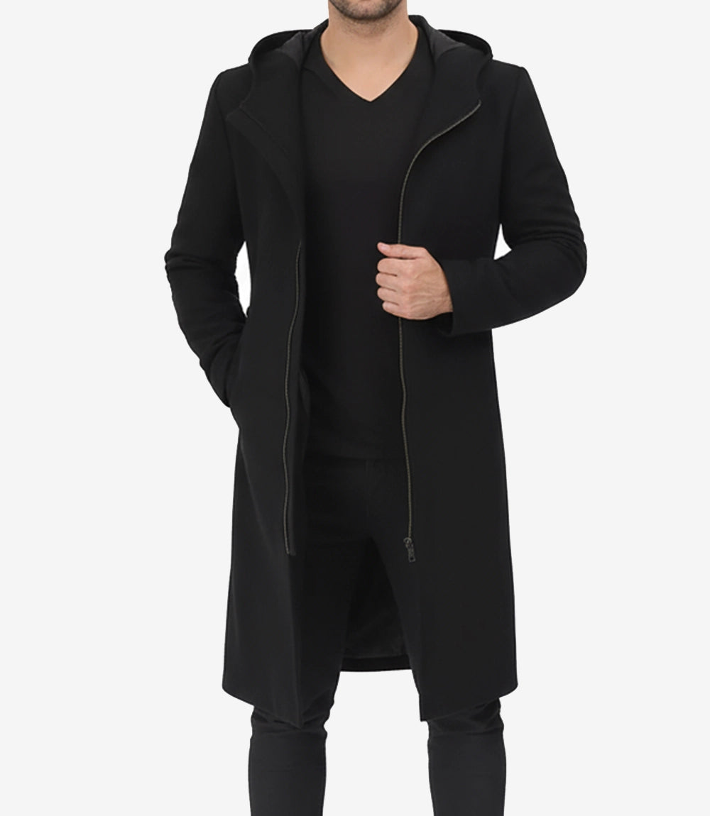 manteau en laine à capuche