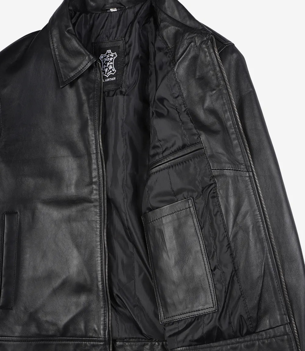 Veste en cuir noir pour hommes
