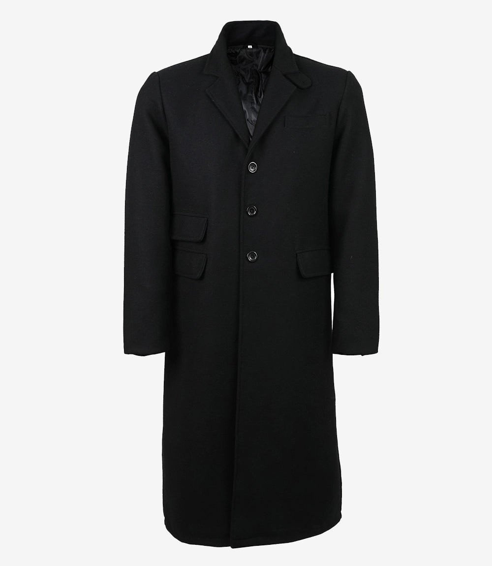 Homme Noir Manteau En Laine