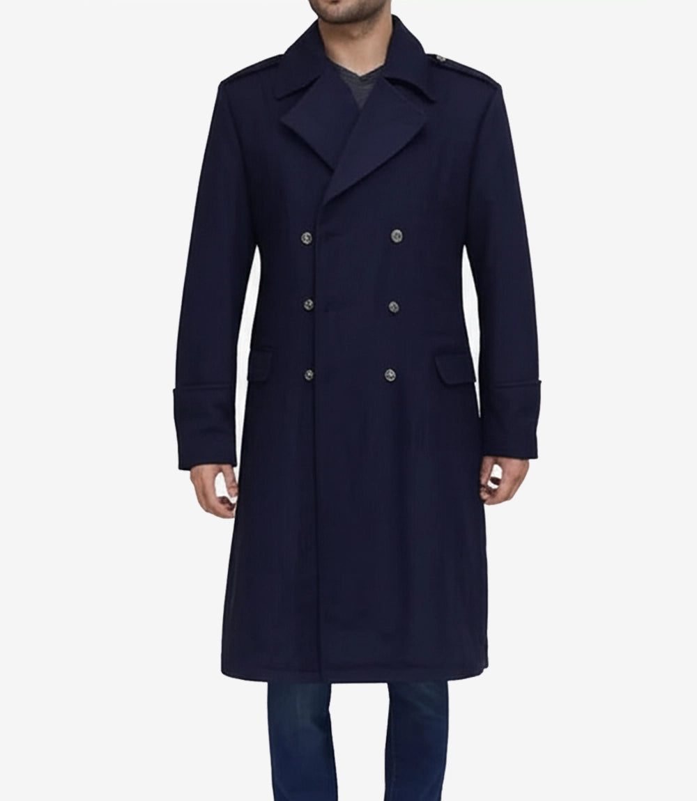 Manteau en laine bleu marine