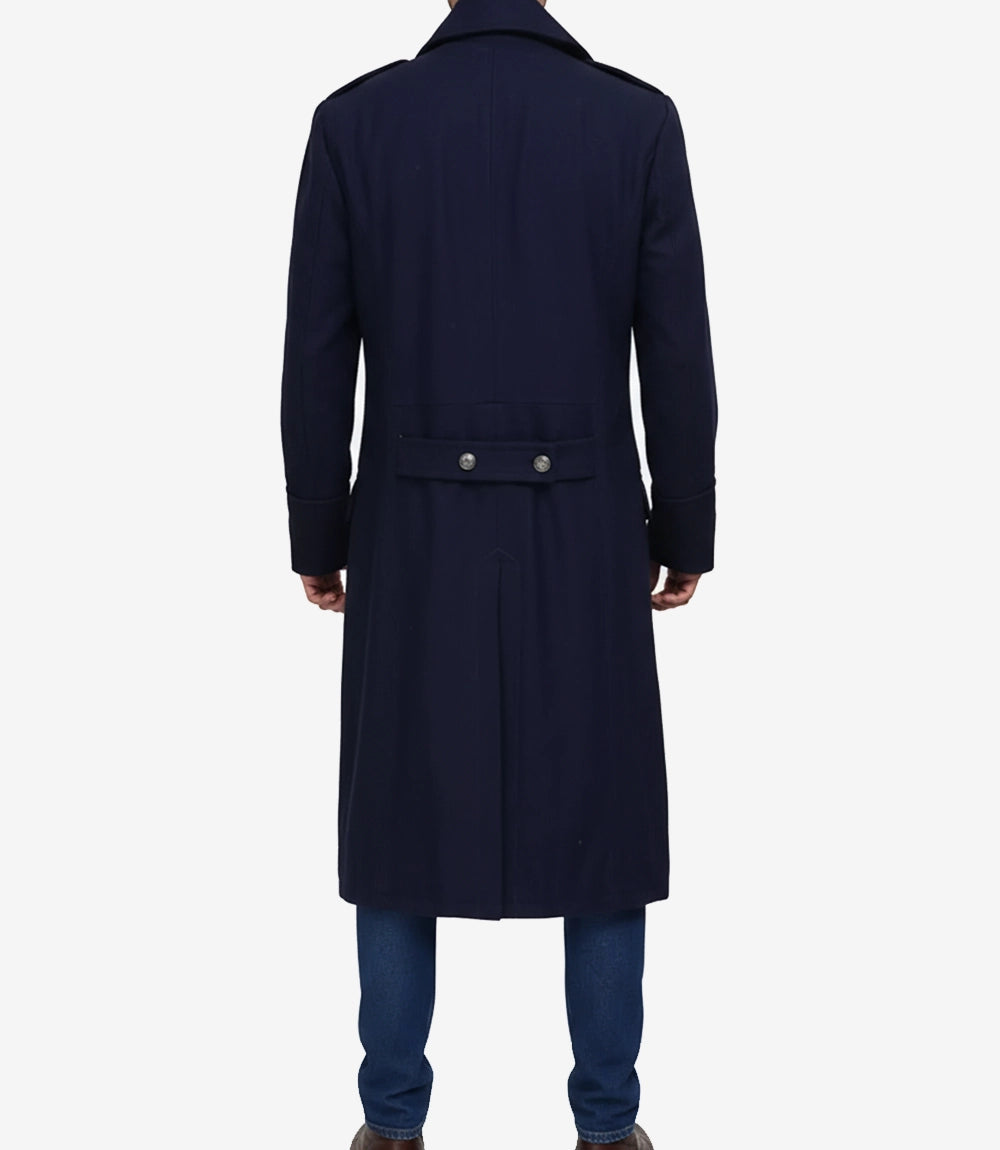 Manteau en laine bleu marine