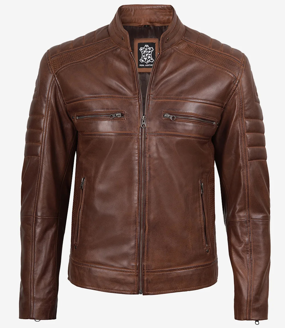 Hommes Café Racer Veste En Cuir