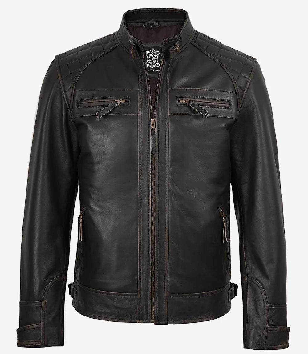 Veste de moto en cuir pour homme